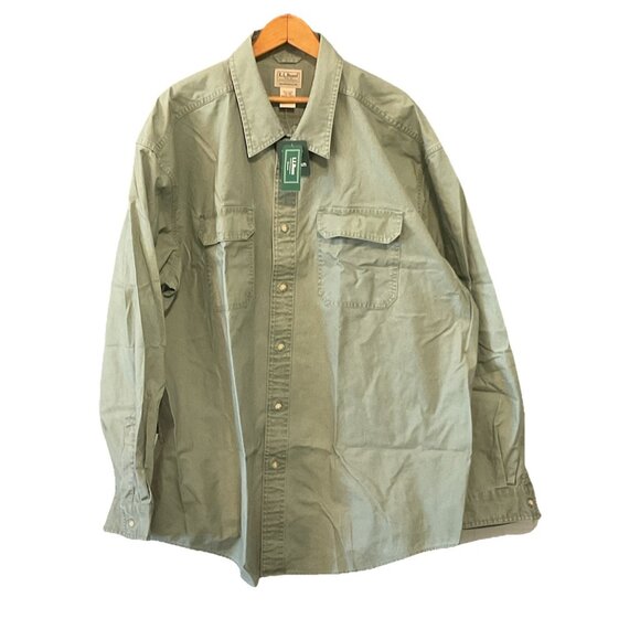 L.L. Bean Men's Sunwashed Canvas Shirt XXL Traditional Fit Bay Leaf 270133 New - Picture 1 of 10